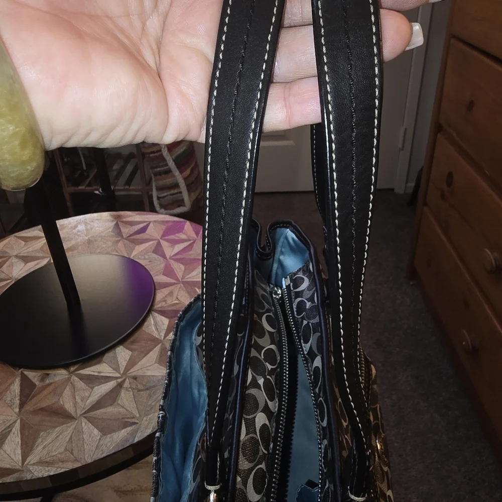 Coach Black and Silver Signature Jacquard Shoulder Bag